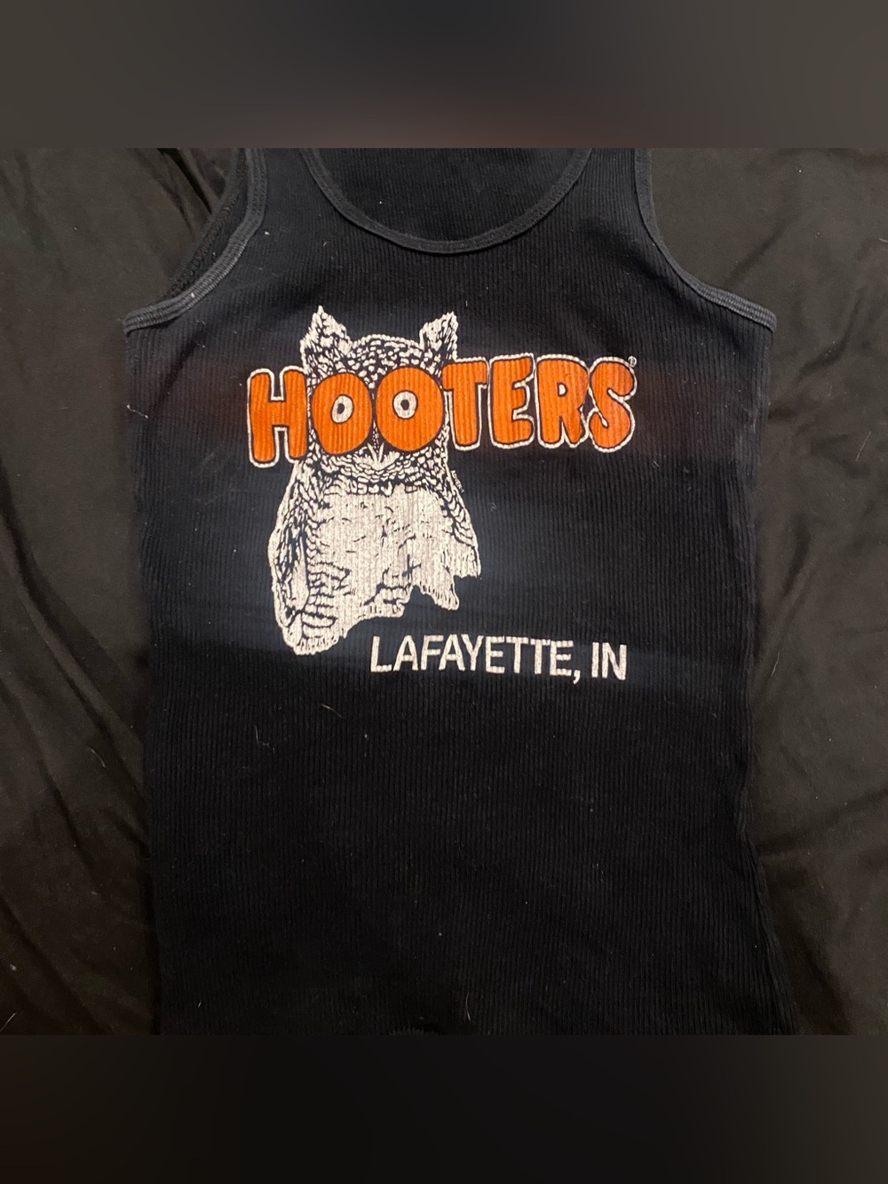 Top, Hooters Tank w/ Orange White Logo Owl - Lafayette IN